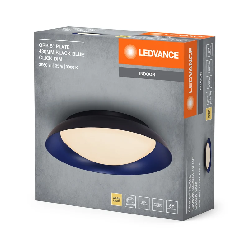 LEDVANCE ORBIS Plafoniera a piastra 35W 430mm nero/blu