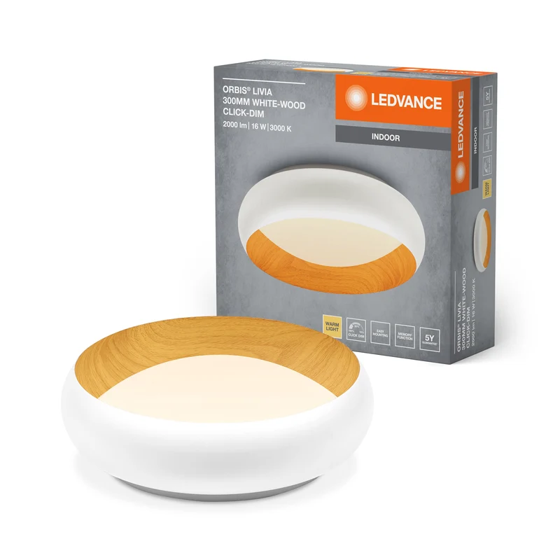 Plafoniera LEDVANCE ORBIS Livia 16W 750lm bianco/decorazione legno