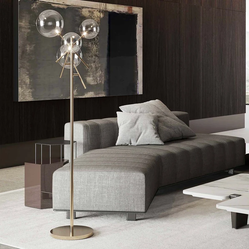 EQUINOXE - Lampadaire en acier et verre, style Art déco