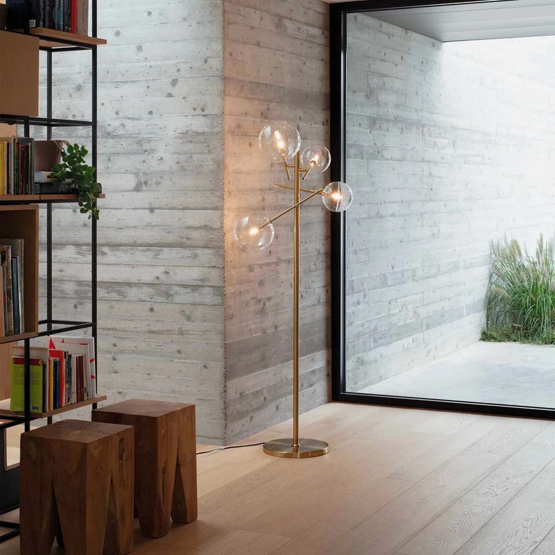 EQUINOXE - Lampadaire en acier et verre, style Art déco