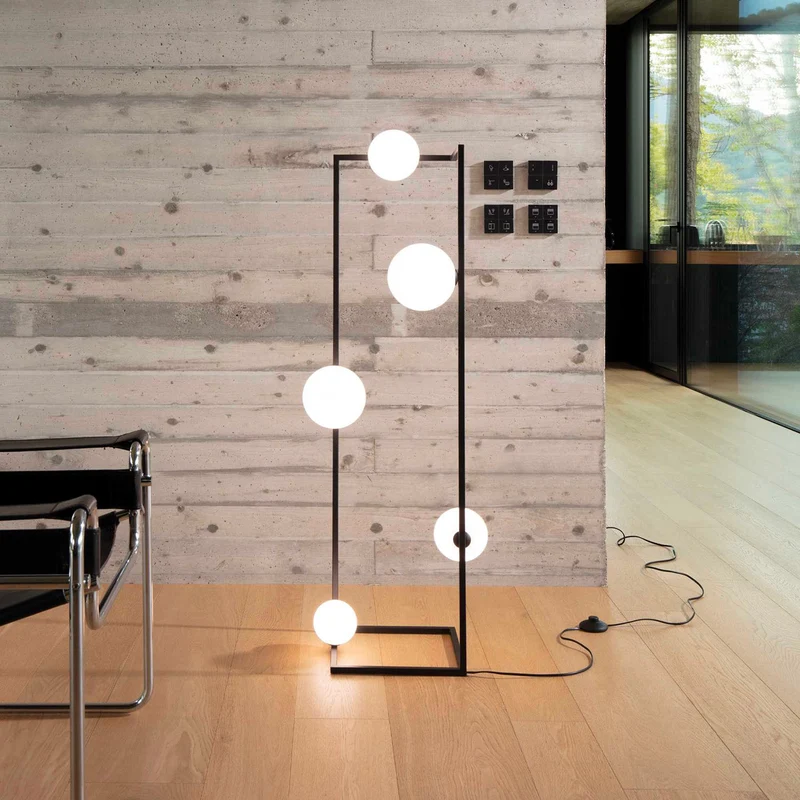 ANGOLO - Lampadaire en acier et verre, style Art déco