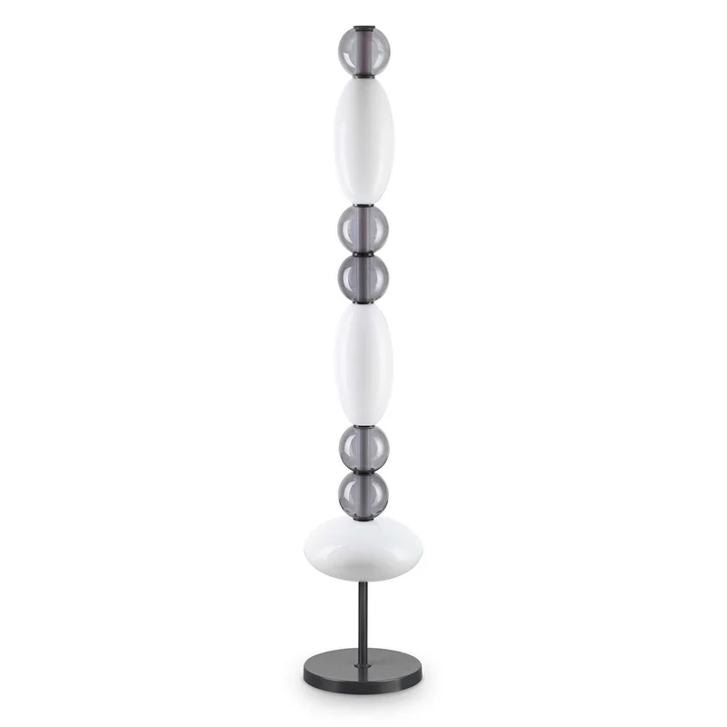 Lumiere - Lampadaire LED tubulaire en acier et verre, style contemporain