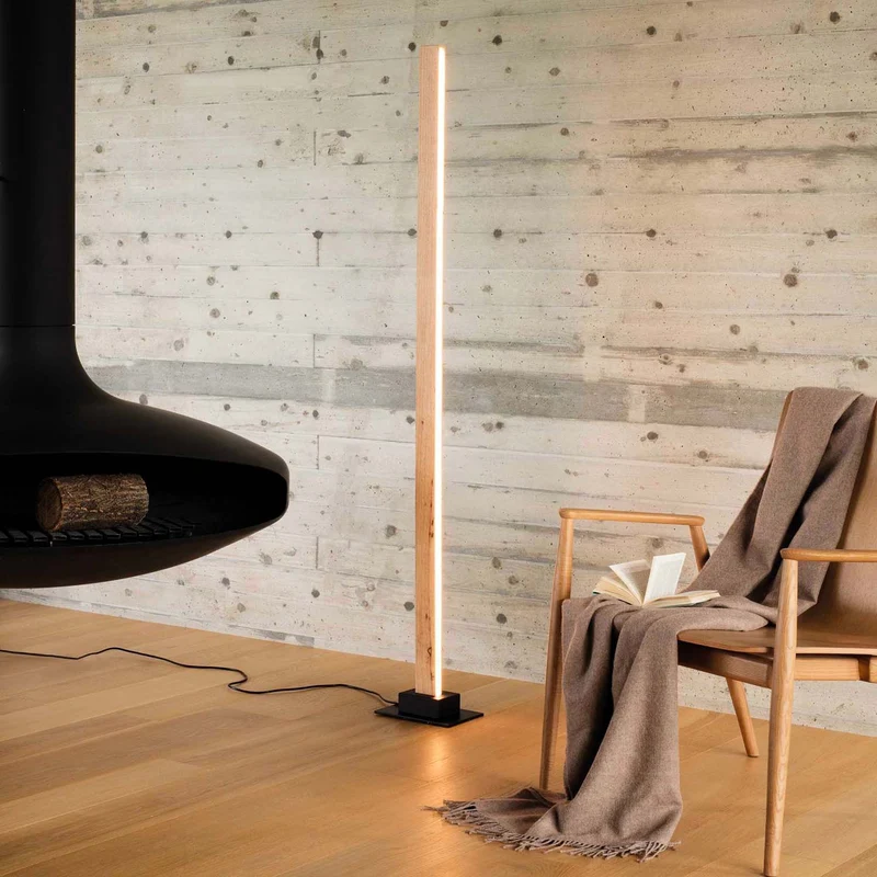 CRAFT - Lampadaire LED en bois de pin, style contemporain