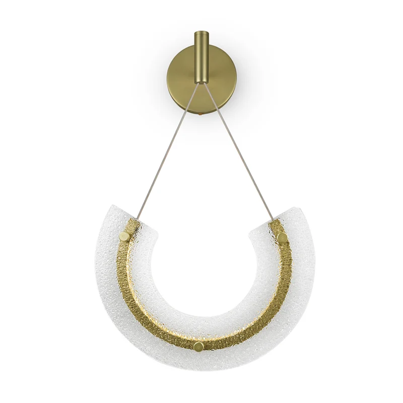 Maya - Applique murale LED à verre plié en acier et verre, style Art déco