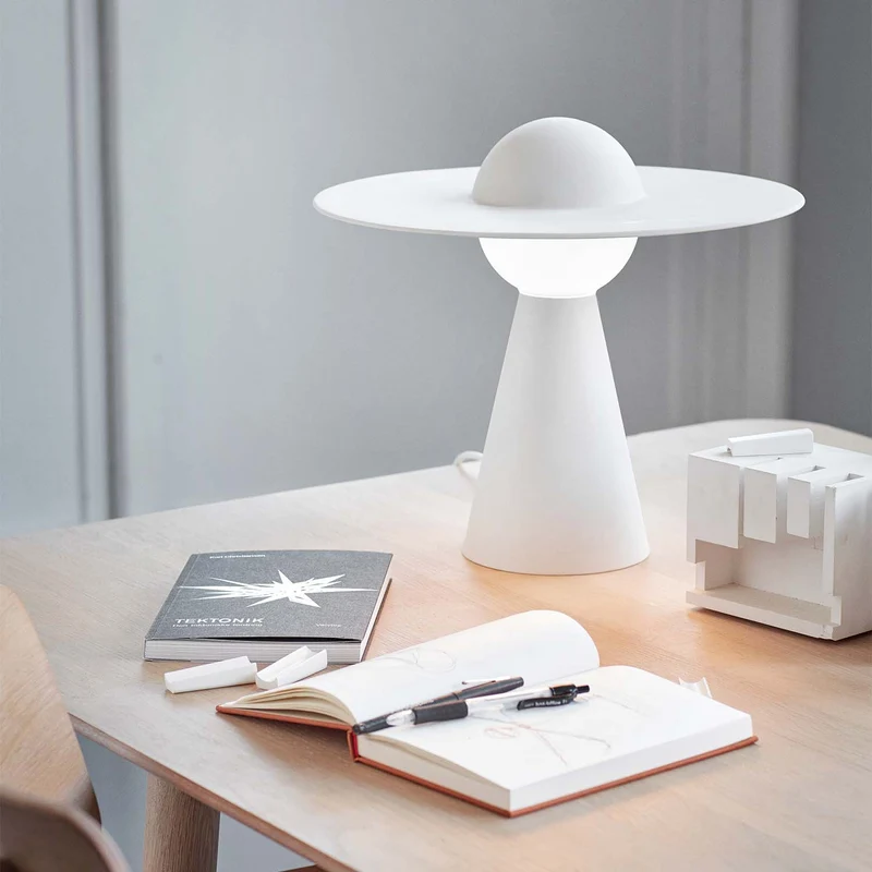 Ceramic - Lampe à poser en céramique blanche, style scandinave