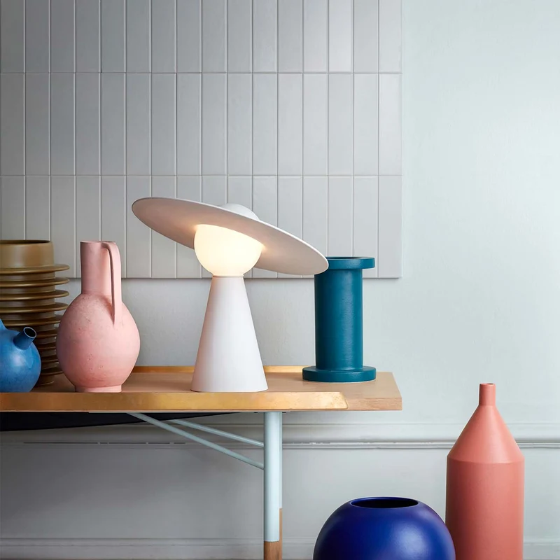 Ceramic - Lampe à poser en céramique blanche, style scandinave
