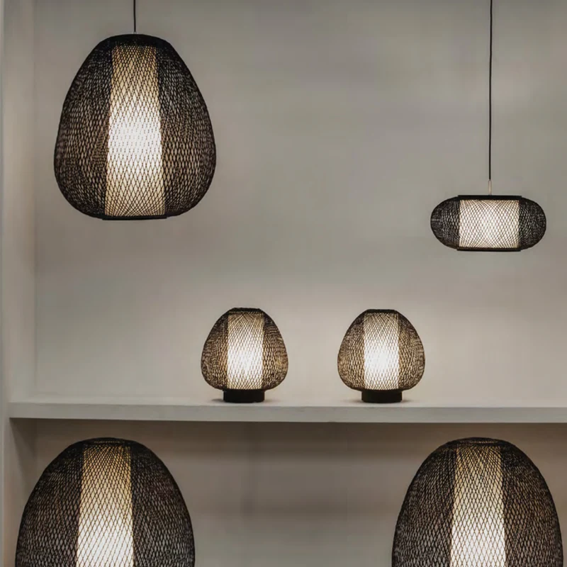 TWIGGY AW - Lampe à poser exotique en bambou tressé, Ø 30 cm