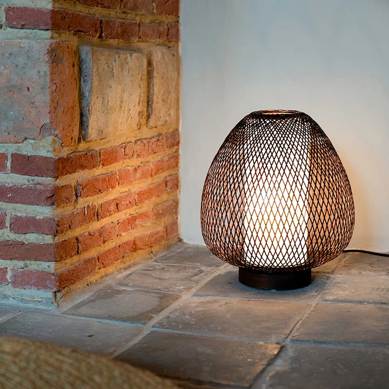 TWIGGY AW - Lampe à poser exotique en bambou tressé, Ø 30 cm