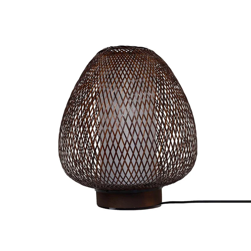 TWIGGY AW - Lampe à poser exotique en bambou tressé, Ø 30 cm