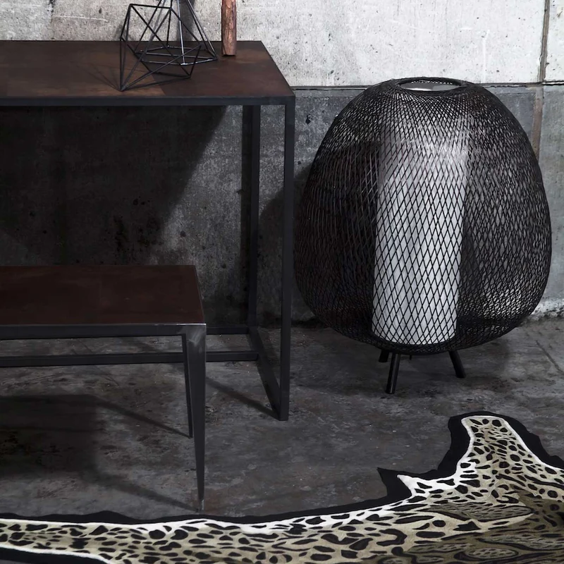 TWIGGY EGG - Lampadaire exotique en bambou et bois, Ø 60 cm