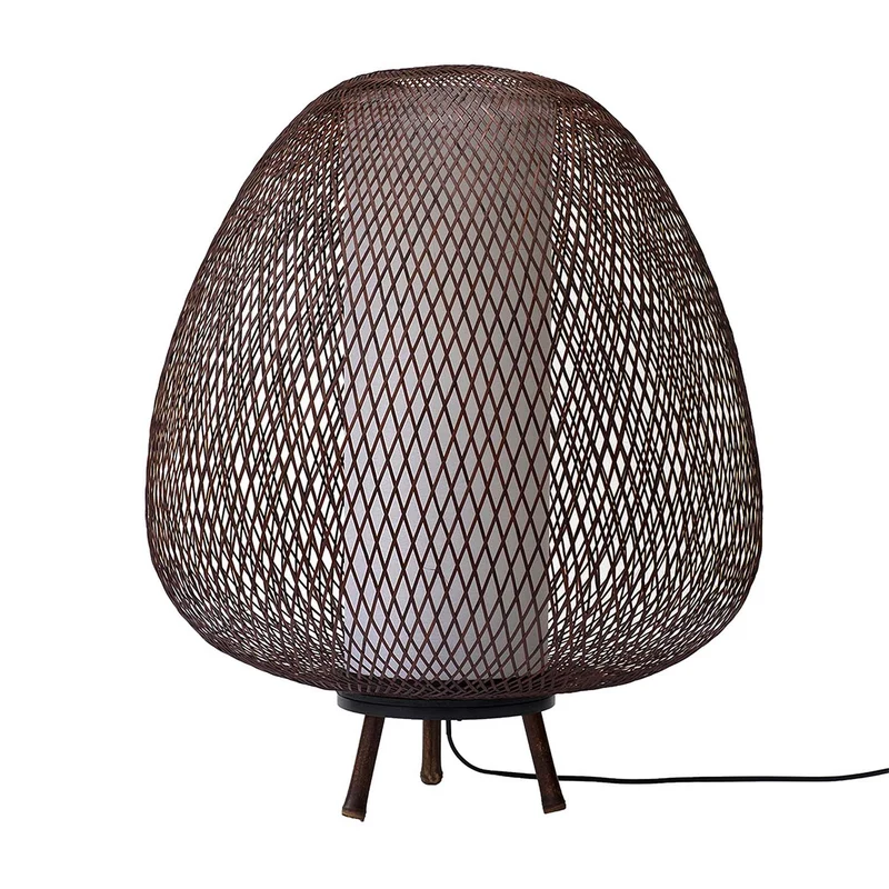 TWIGGY EGG - Lampadaire exotique en bambou et bois, Ø 60 cm