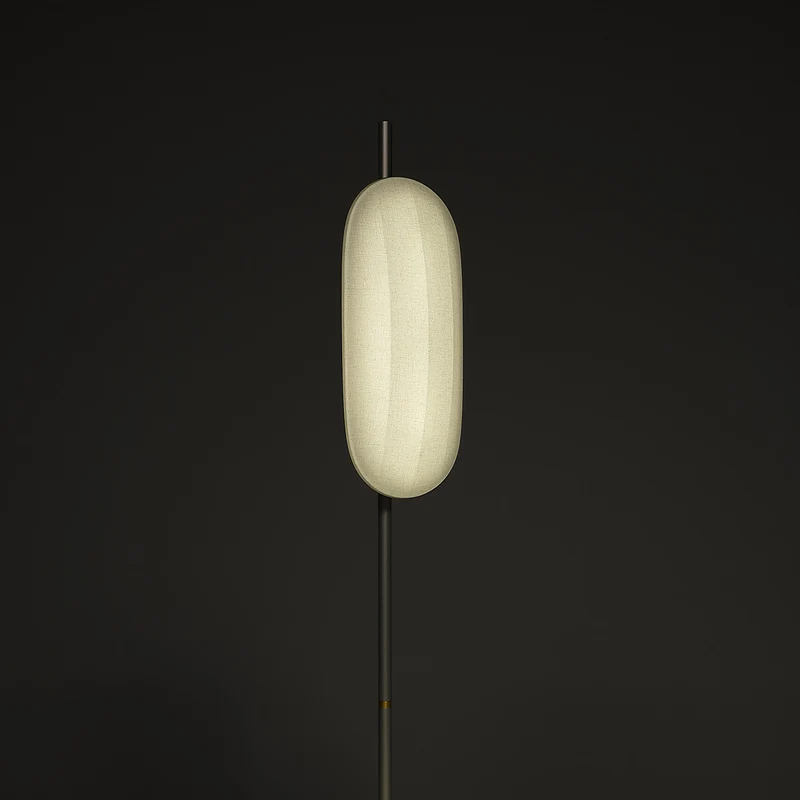 VOYAGE - Lampadaire LED contemporain en aluminium et tissu, hauteur 172 cm