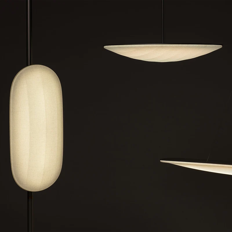 VOYAGE - Lampadaire LED contemporain en aluminium et tissu, hauteur 172 cm