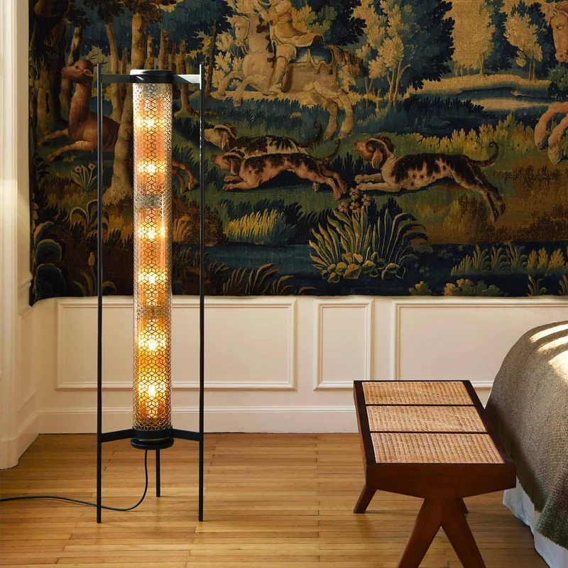 VENDOME - Lampadaire en acier et verre, style Art déco