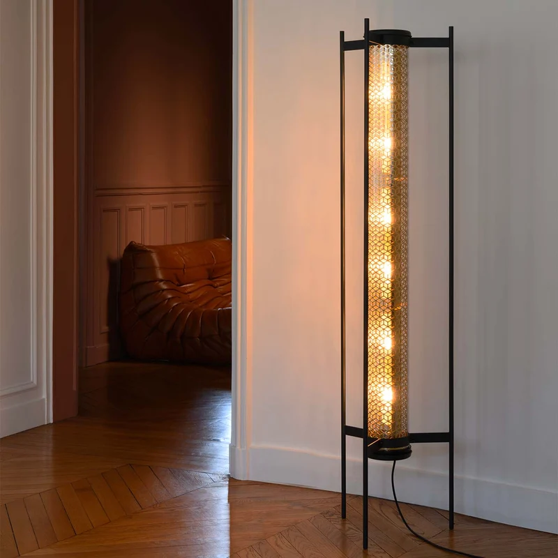 VENDOME - Lampadaire en acier et verre, style Art déco