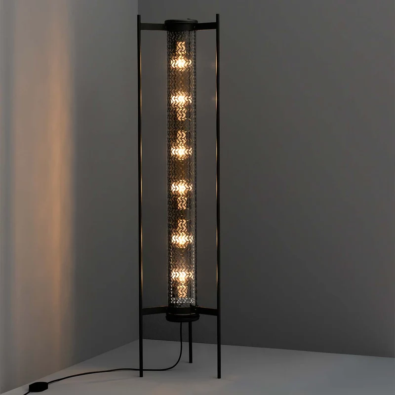 MONCEAU - Lampadaire en acier et verre, style Art déco