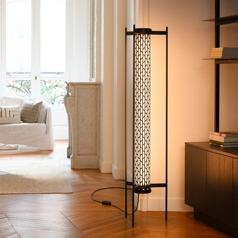 BELLEVILLE - Lampadaire LED en acier et verre, style industriel