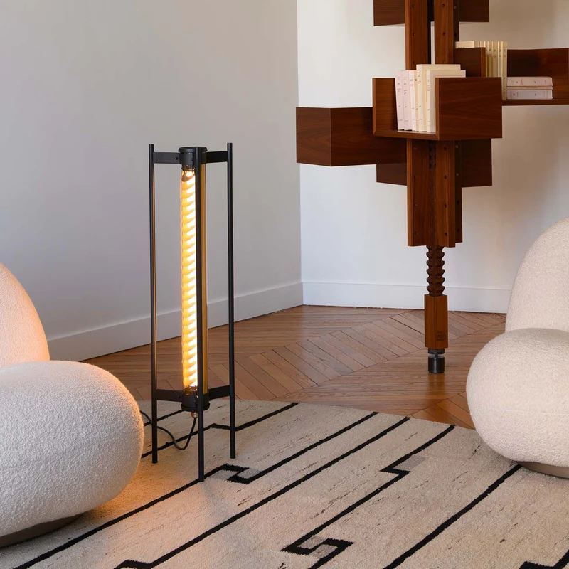 ELGAR - Lampadaire LED en acier et verre, style industriel