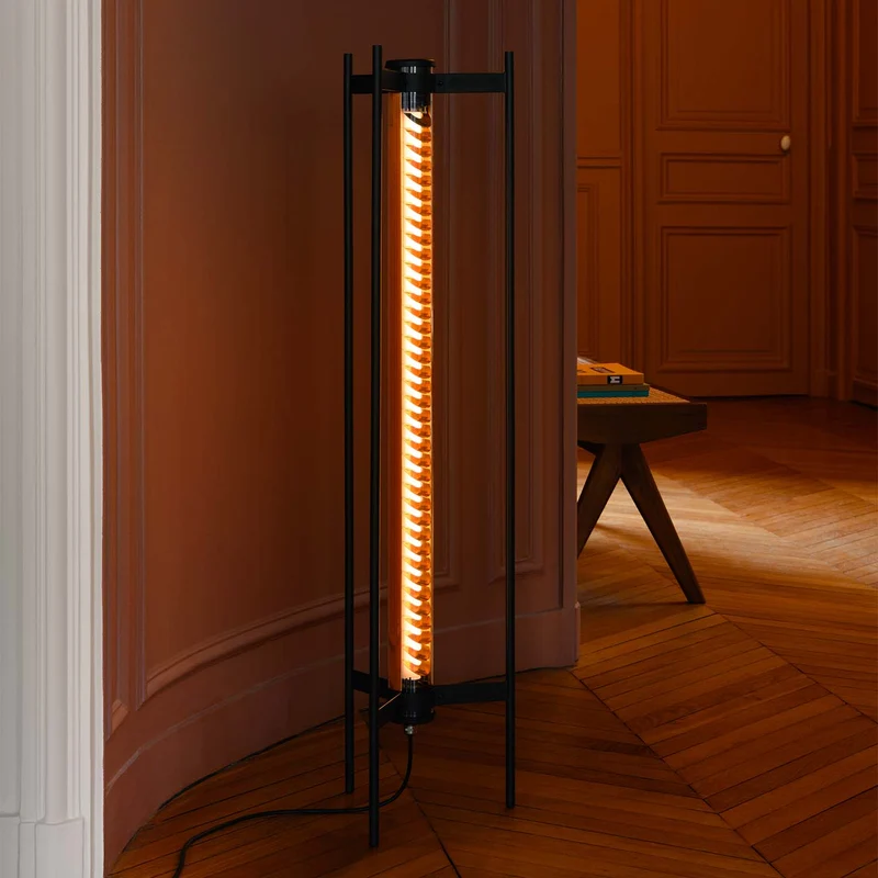 ELGAR - Lampadaire LED en acier et verre, style industriel