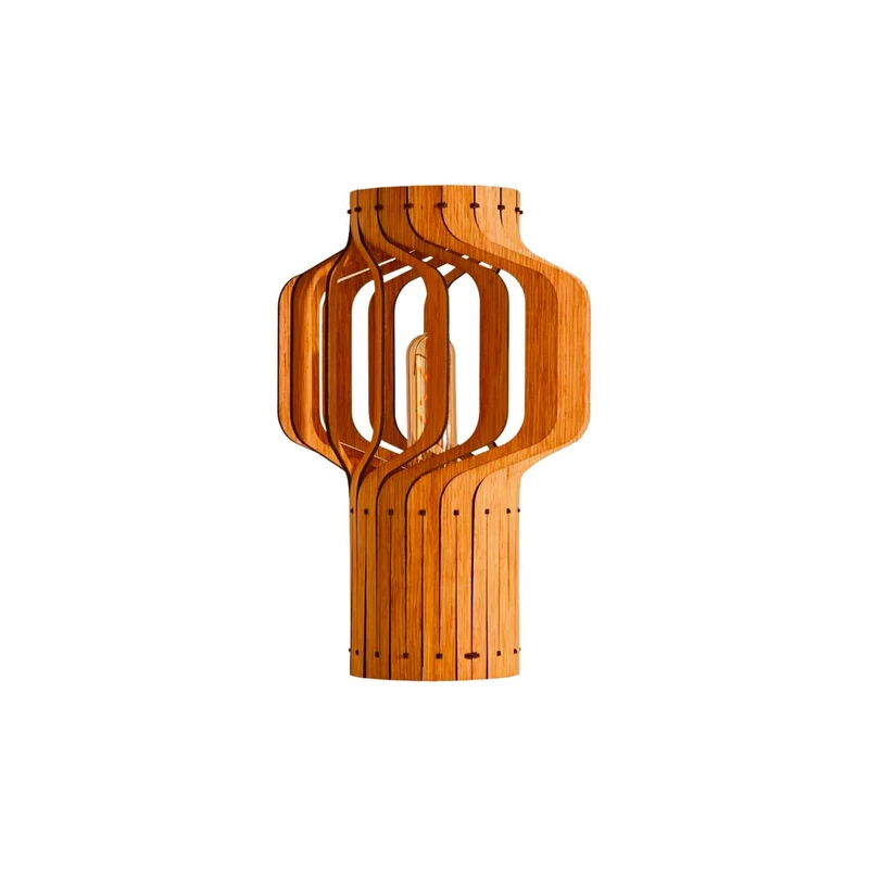 Tjinkwe Small - Lampe à poser en chêne FSC et lin, style contemporain