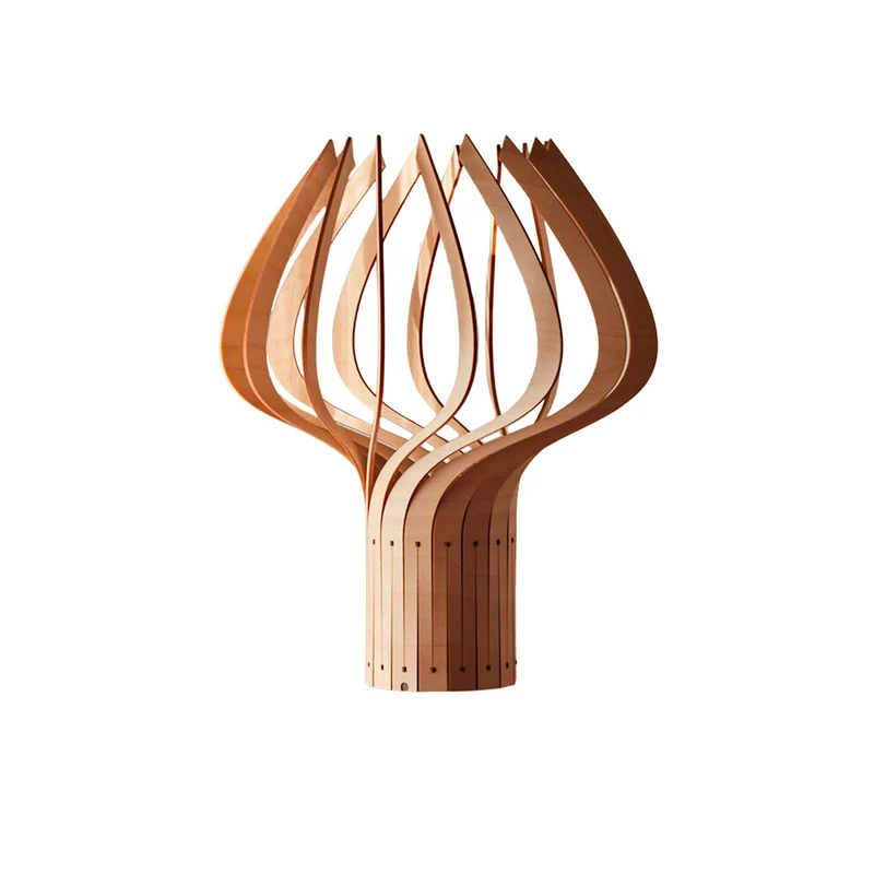 Kaputafunat - Lampe à poser en bouleau FSC et lin, style contemporain