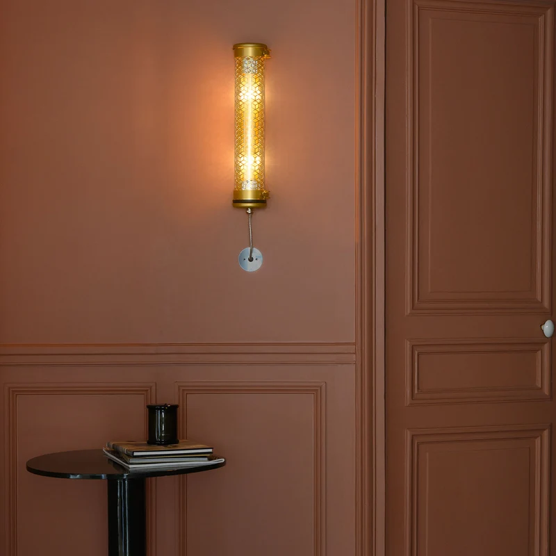 VENDOME MINI - Applique murale étanche IP68 en acier, verre et laiton, style Art déco