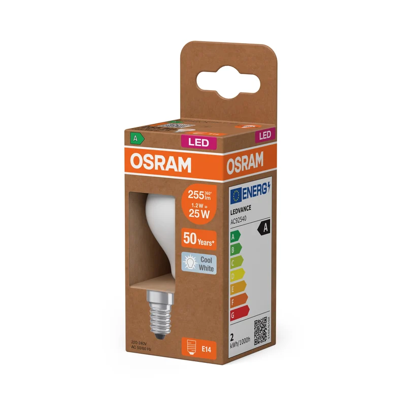 Lampadina LED mini a globo OSRAM con filamento EEK A, E14, 255lm, luce fredda