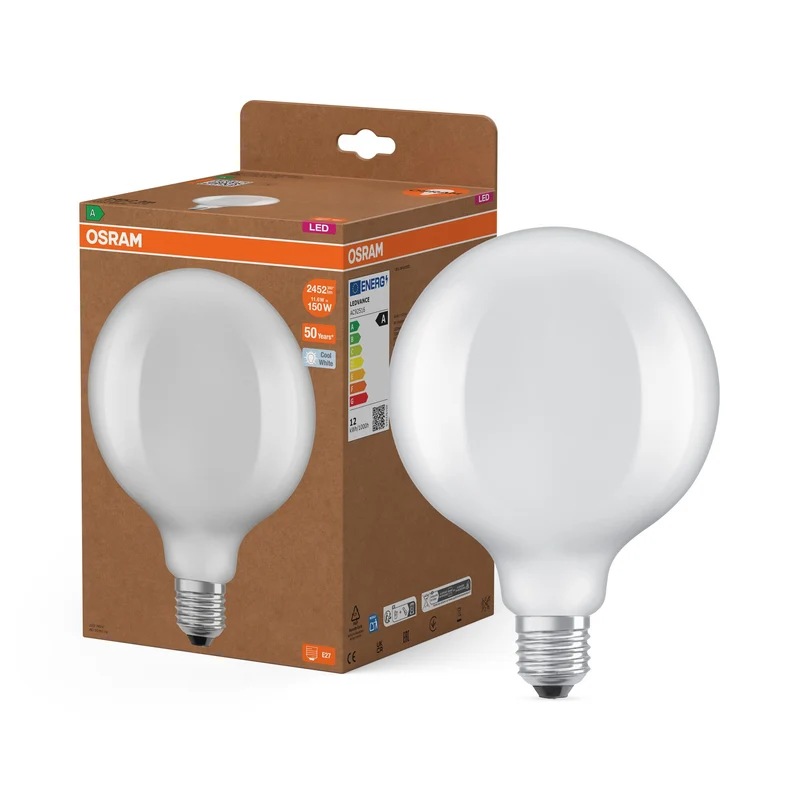 LEDVANCE Lampadina LED-Globo + Filamento EEK A, E27, 7.2W, Bianco freddo