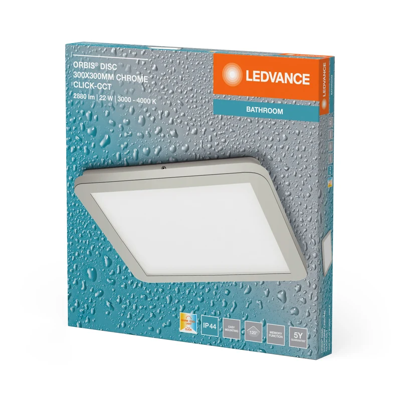 Plafoniera da bagno LEDVANCE ORBIS Disc 30x30cm 22W IP44 cromata