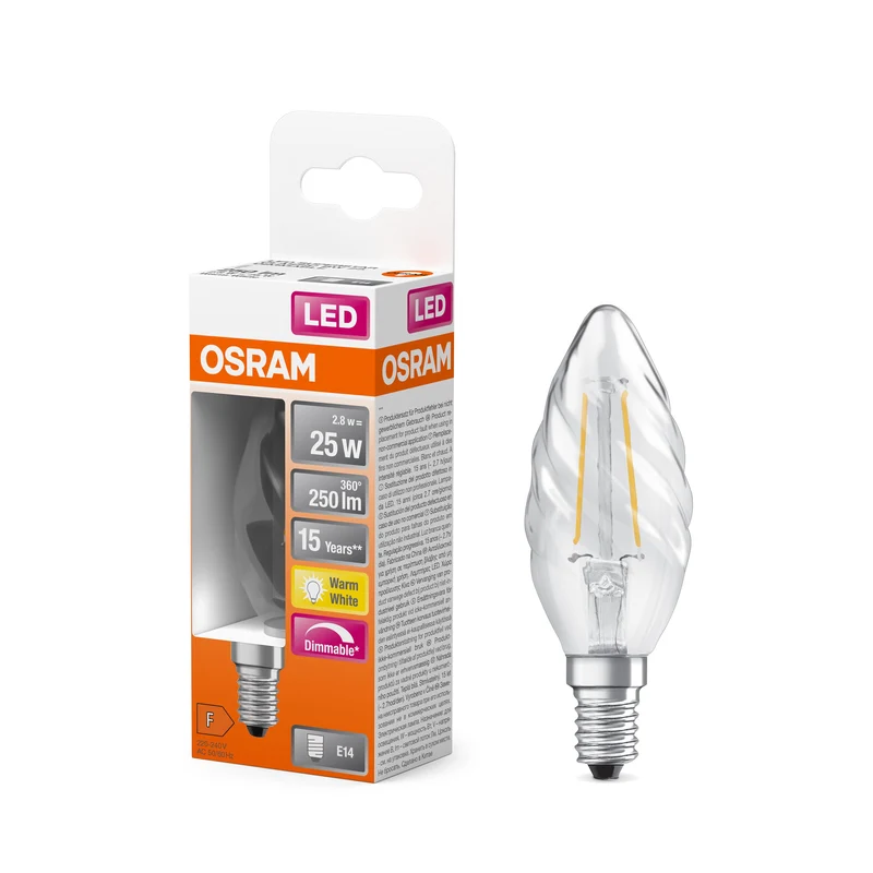 OSRAM LED Superstar Classic Lampada, Candela Mini, 2.8W, 250lm, Bianco Caldo, E14