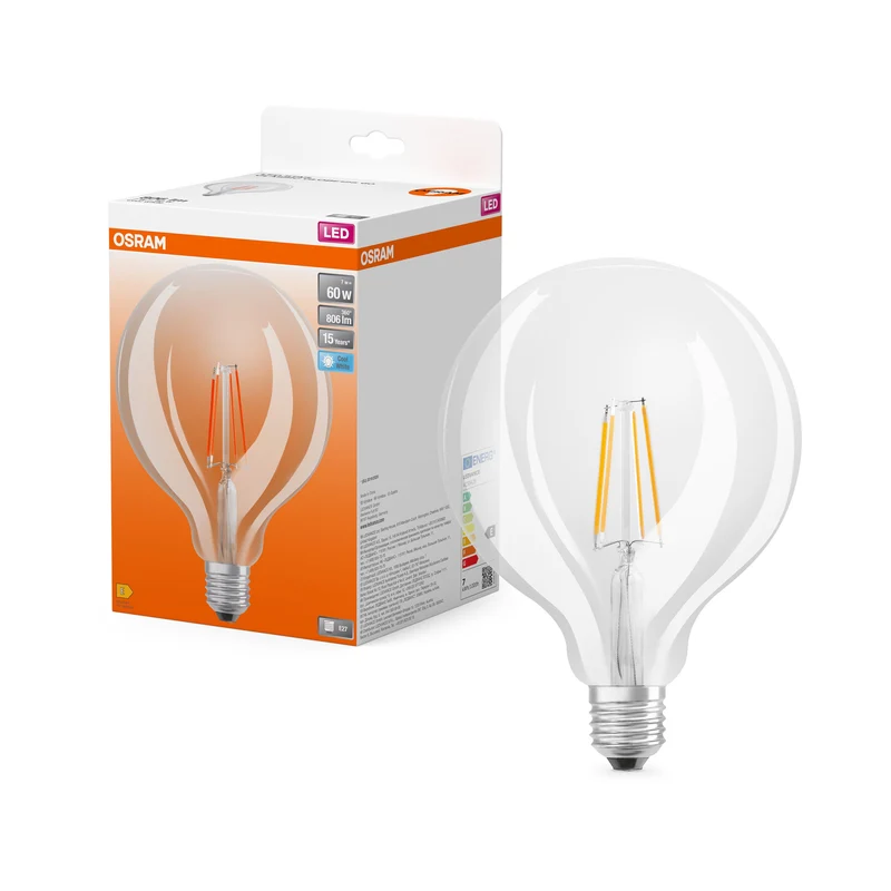OSRAM LED Star Classic Lampada, forma a palla, 7W, 806lm, chiara, E27, bianco freddo