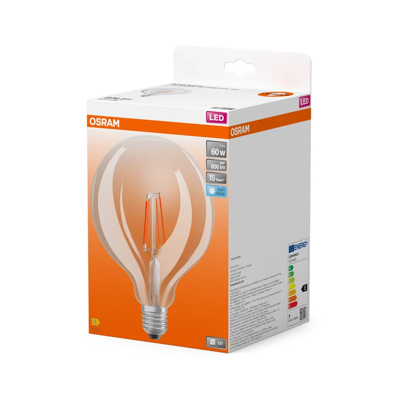 OSRAM LED Star Classic Lampada, forma a palla, 7W, 806lm, chiara, E27, bianco freddo