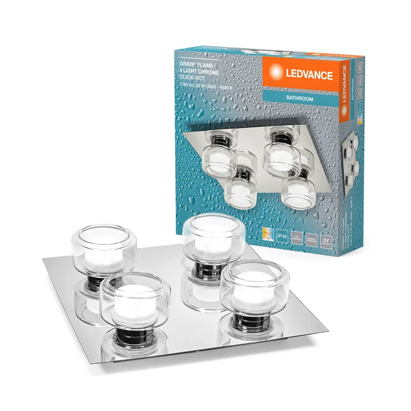 Plafoniera da bagno LEDVANCE ORBIS Flame 22W Click CCT IP44 Cromo