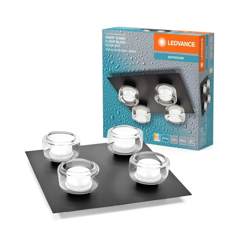 Plafoniera da bagno LEDVANCE ORBIS Flame 22W Click CCT IP44 nera