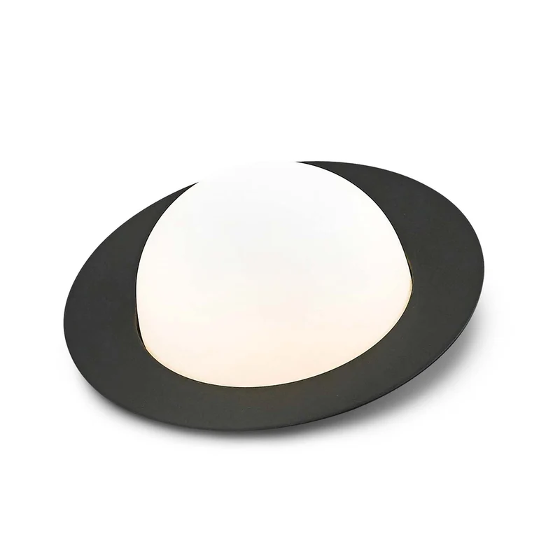 ALLEY - Lampe à poser LED inclinée en aluminium et verre, Ø 24 cm
