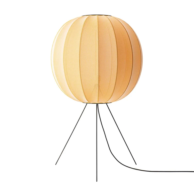KNIT-WIT Round - Lampe à poser en polyester tricoté, style japandi