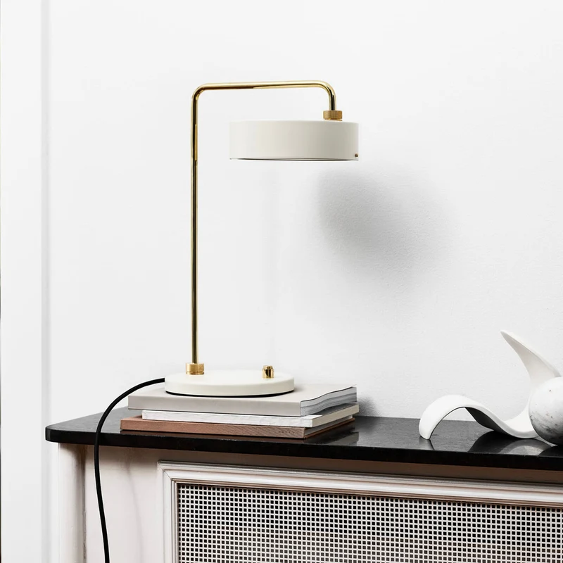 PETITE MACHINE - Lampe à poser en laiton et acier, style Art déco