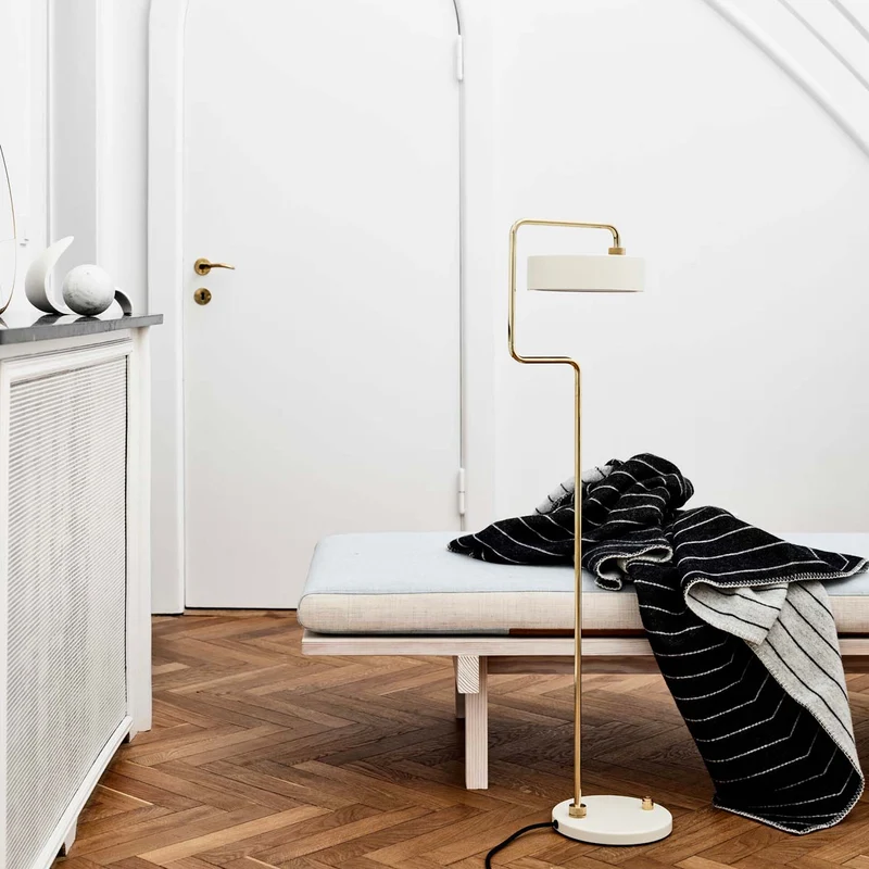 PETITE MACHINE - Lampadaire en laiton et acier, style Art déco
