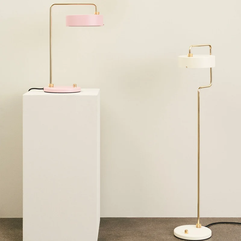 PETITE MACHINE - Lampadaire en laiton et acier, style Art déco
