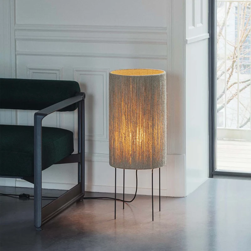 RO - Lampadaire en fil de jute, style bohème