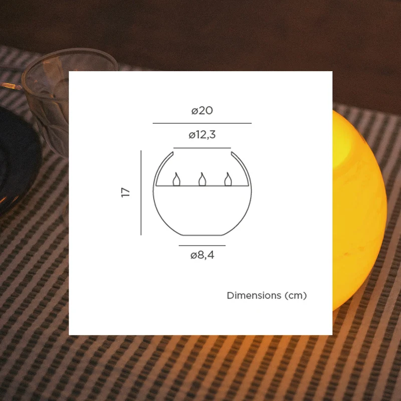 Lampada da tavolo a forma di sfera e candela – Dolo 20 Ball
