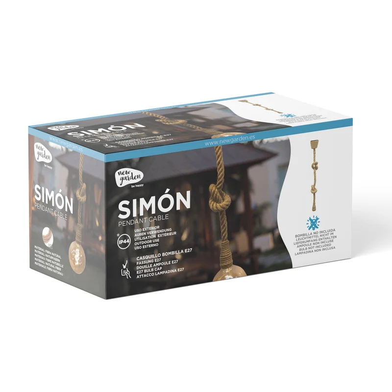 Lampada a sospensione con corda di iuta SIMON