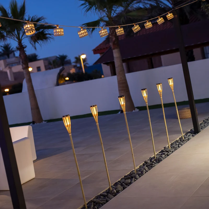 HIAMA picchetto solare da giardino con luce effetto fuoco (24 pezzi)