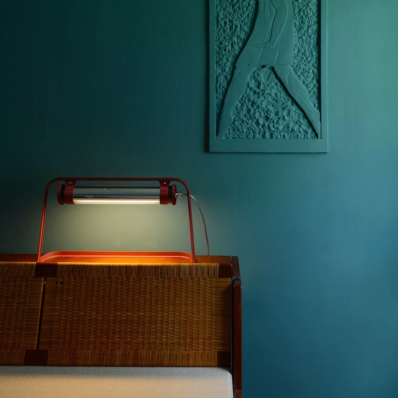 ASTRUP - Lampe à poser étanche IP44 en acier et verre, style industriel