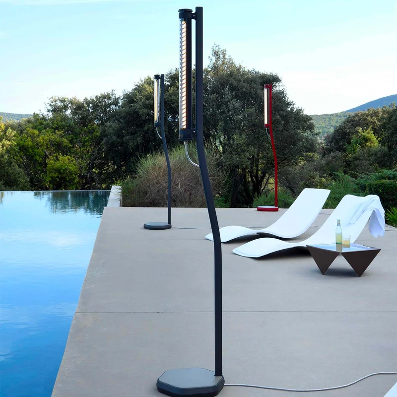 BODOM - Lampadaire LED étanche IP68 en acier, verre et béton, style industriel