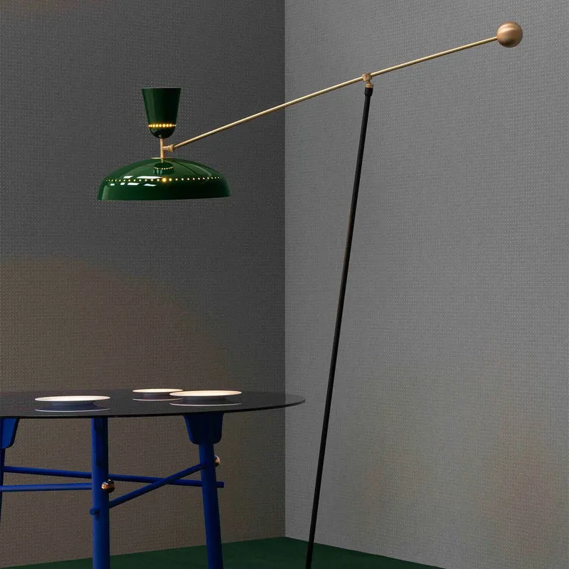 G1 - Lampadaire en acier et laiton, style vintage
