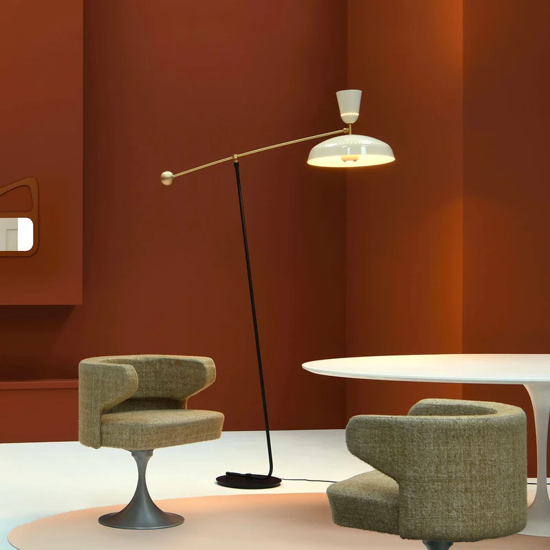 G1 - Lampadaire en acier et laiton, style vintage