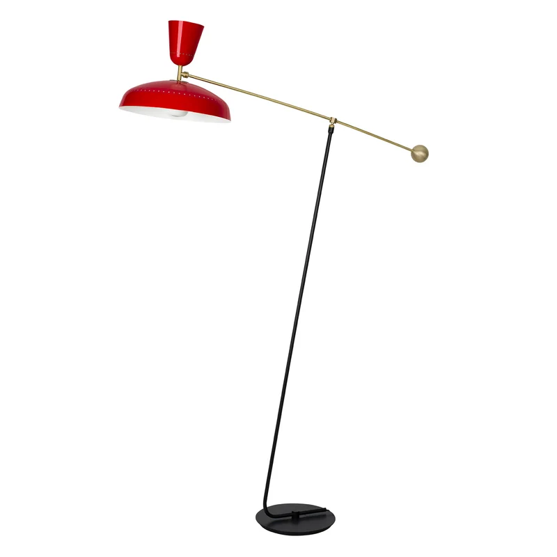 G1 - Lampadaire en acier et laiton, style vintage