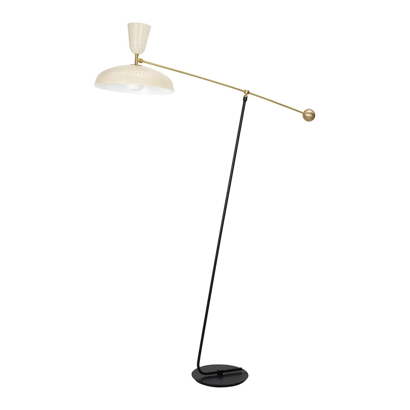 G1 - Lampadaire en acier et laiton, style vintage