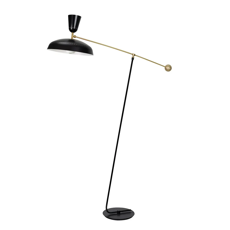 G1 - Lampadaire en acier et laiton, style vintage